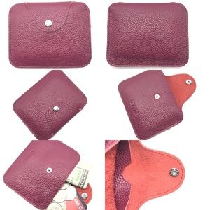 IXYVIA 100% Genuine Leather Coin Purse - Dark Red